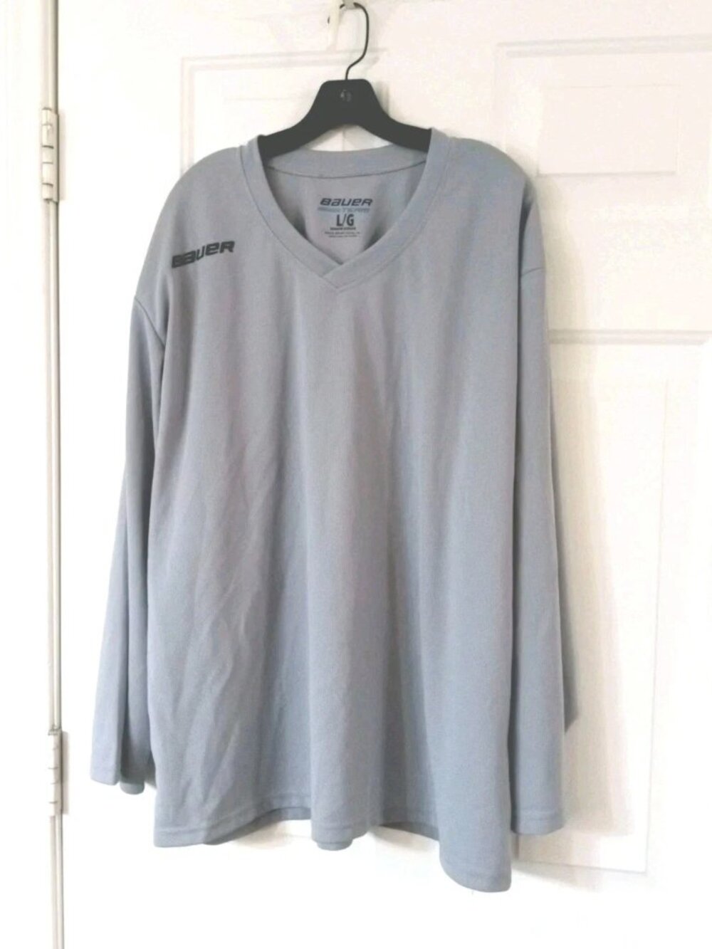 Bauer Team Senior Hockey Practice Jersey Long Sleeve Size Large Light Gray